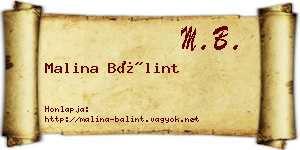 Malina Bálint névjegykártya